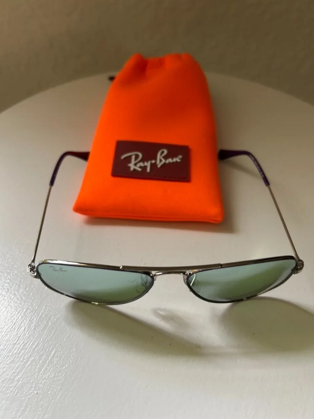 Girls Ray Ban Silver & Purple Framed Aviator Sunglasses